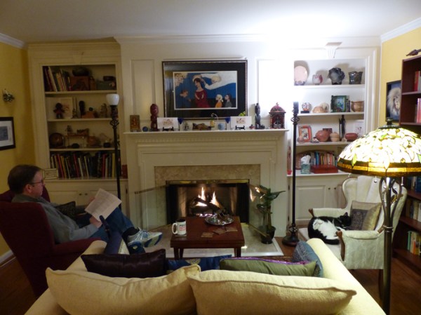 The drawing room is our winter hangout.  